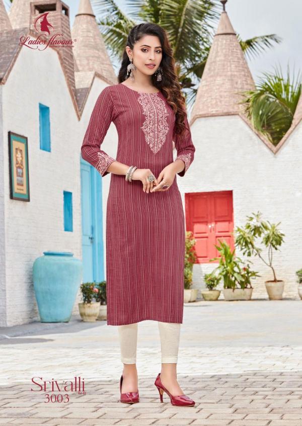 Ladies Flavour Srivalli Vol 3 Embroidery Designer kurti Collection